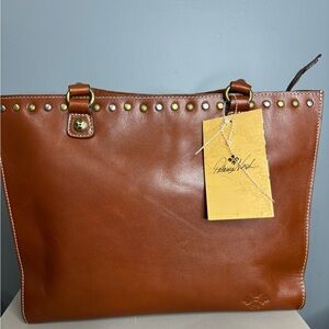 Patricia Nash Zaconia Tan Leather Studded Tote